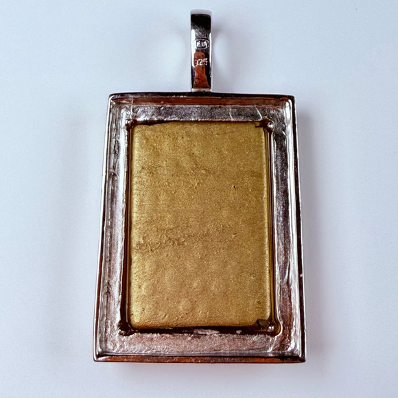 SETA Leopard Print Frame Avant Garde Sterling Silver 925 VTG 80's Glam Pendant - Picture 4 of 8